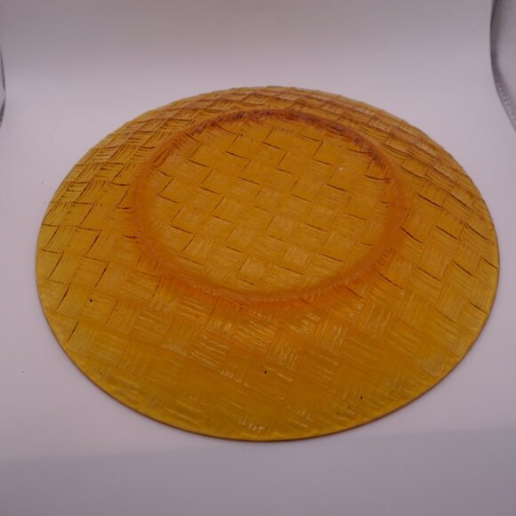 France Amber Color Glass Wicker Pattern 9 Inch Plate - Picture 3 of 8